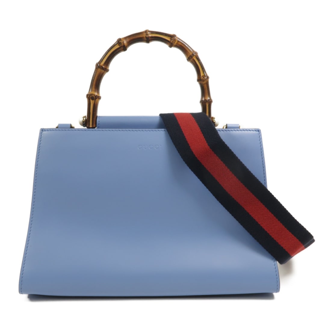 Gucci Nymphaea 2 Way Shoulder Bag Blue Calfskin Leather GHW: Gucci Nymphaea 2 Way Shoulder Bag Blue Calfskin Leather GHW Gucci Nymphaea 2 Way Shoulder Bag in blue calfskin (cowhide) leather with GG hardware. This women's regular-size bag is made in Italy and in