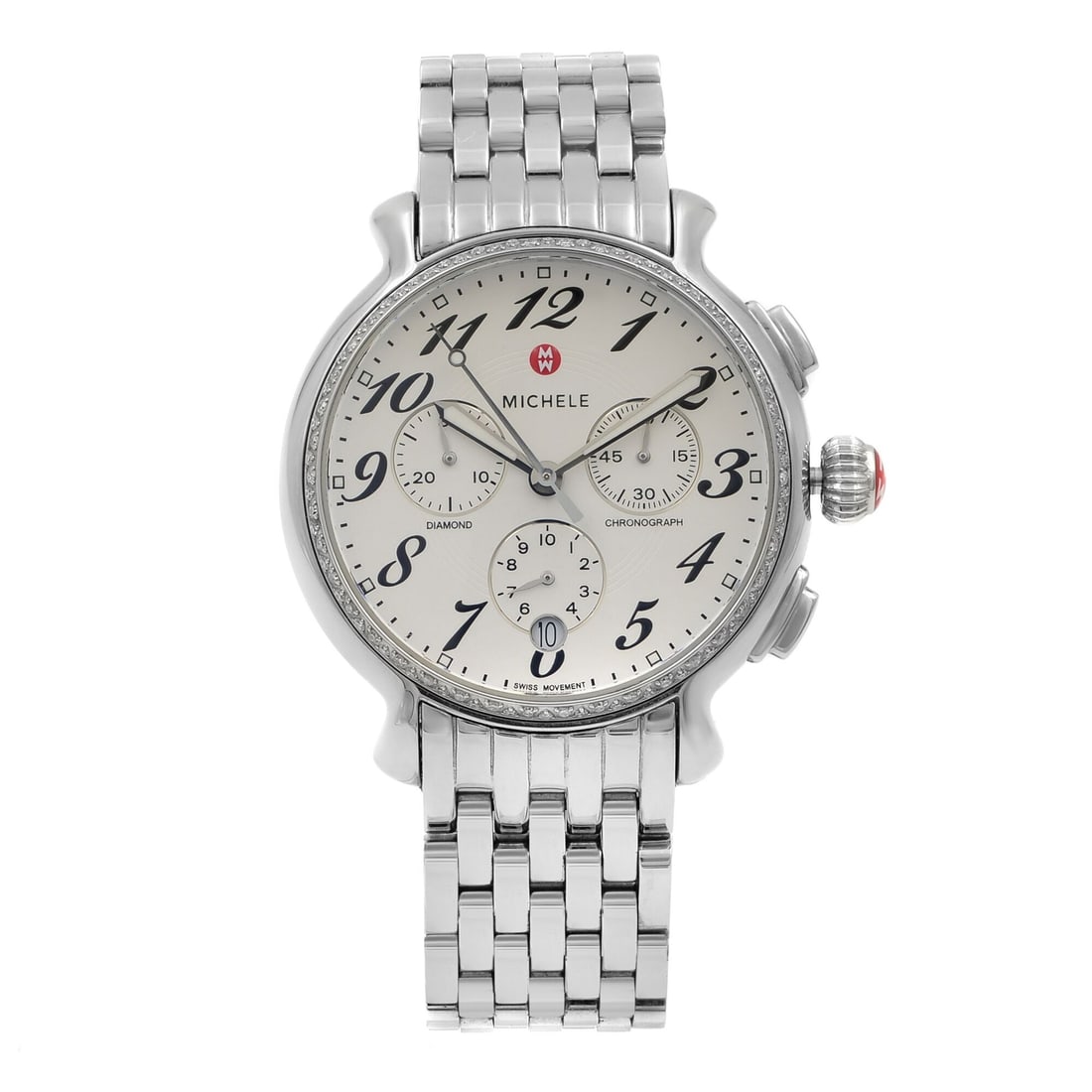 Michele Fluette Diamond Chronograph Women's Watch MWW24A000001 Stainless Steel: Michele Fluette Diamond Chronograph Women's Watch MWW24A000001 Stainless Steel Elevate your style with the Michele Fluette Diamond Chronograph, a stunning wristwatch designed for women. This casual wa