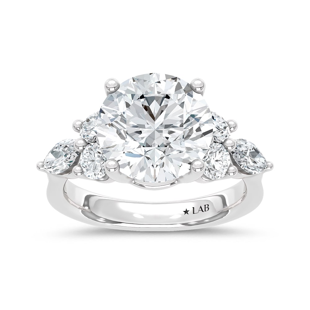 14K White Gold Lab Grown Diamond 5 Ct.Tw. Round Shape Engagement Ring: 14K White Gold Lab Grown Diamond 5 Ct.Tw. Round Shape Engagement Ring 14k White Gold Stone Color: D-f Stone Clarity: Vs Each ring is presented in standard size 6.5. Complimentary resizing is available