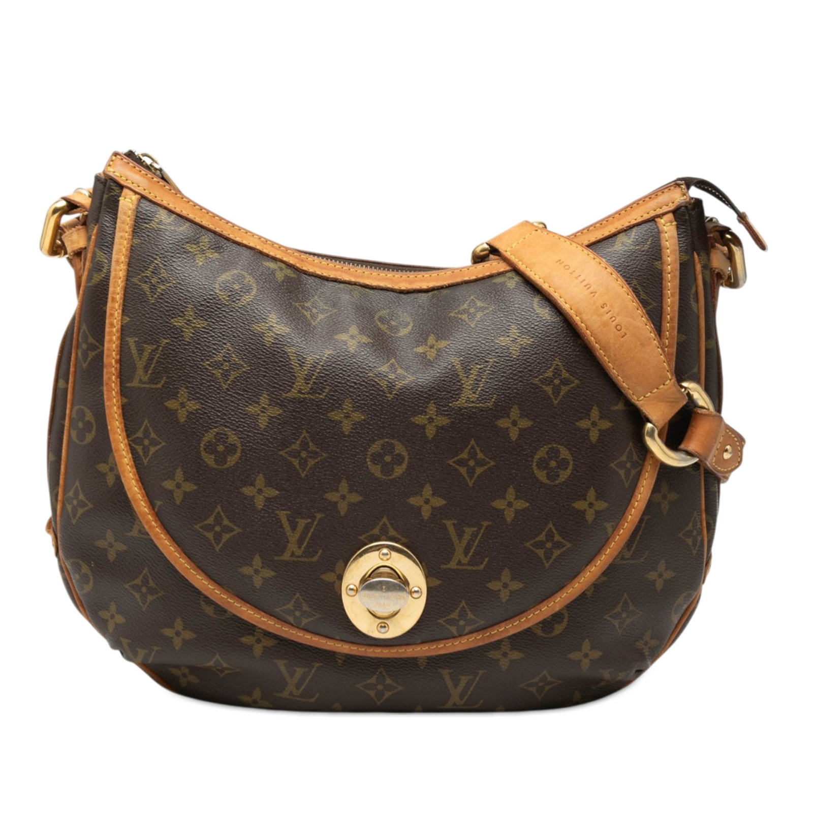 Louis Vuitton Tulum GM Shoulder Bag Monogram Canvas with Leather Trim: Louis Vuitton Tulum GM Shoulder Bag Monogram Canvas with Leather Trim The Louis Vuitton Monogram Tulum GM features a brown monogram canvas exterior with vachetta leather trim and a flat vachetta leath