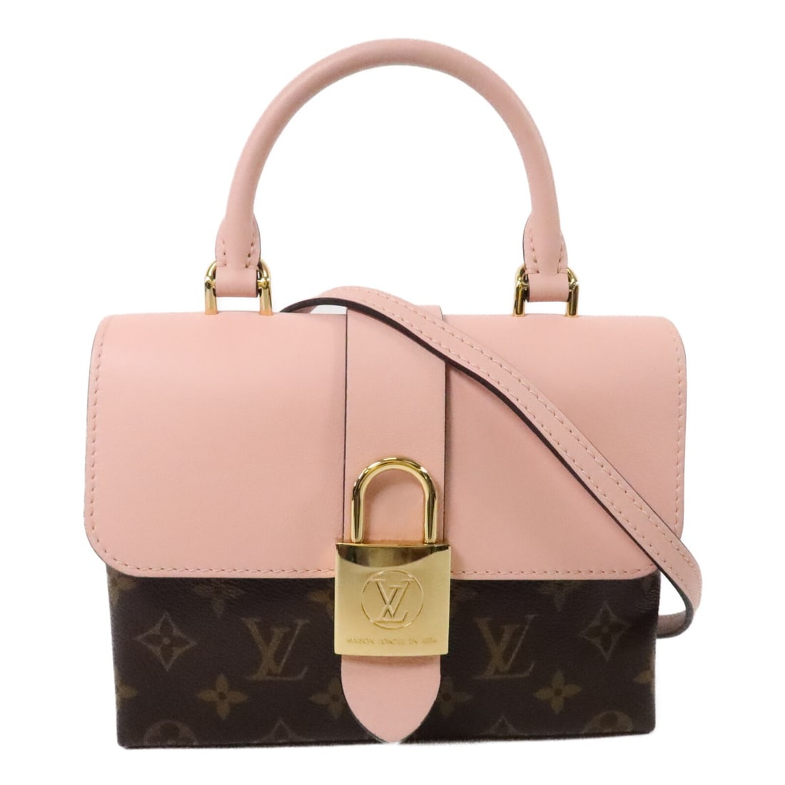 Louis Vuitton Locky BB M44080 Monogram Pink 2 Way Bag: Louis Vuitton Locky BB M44080 Monogram Pink 2 Way Bag This Louis Vuitton Locky BB 2 Way Shoulder Bag is presented in pink with a monogram and PVC coated canvas construction. It features a top handle a