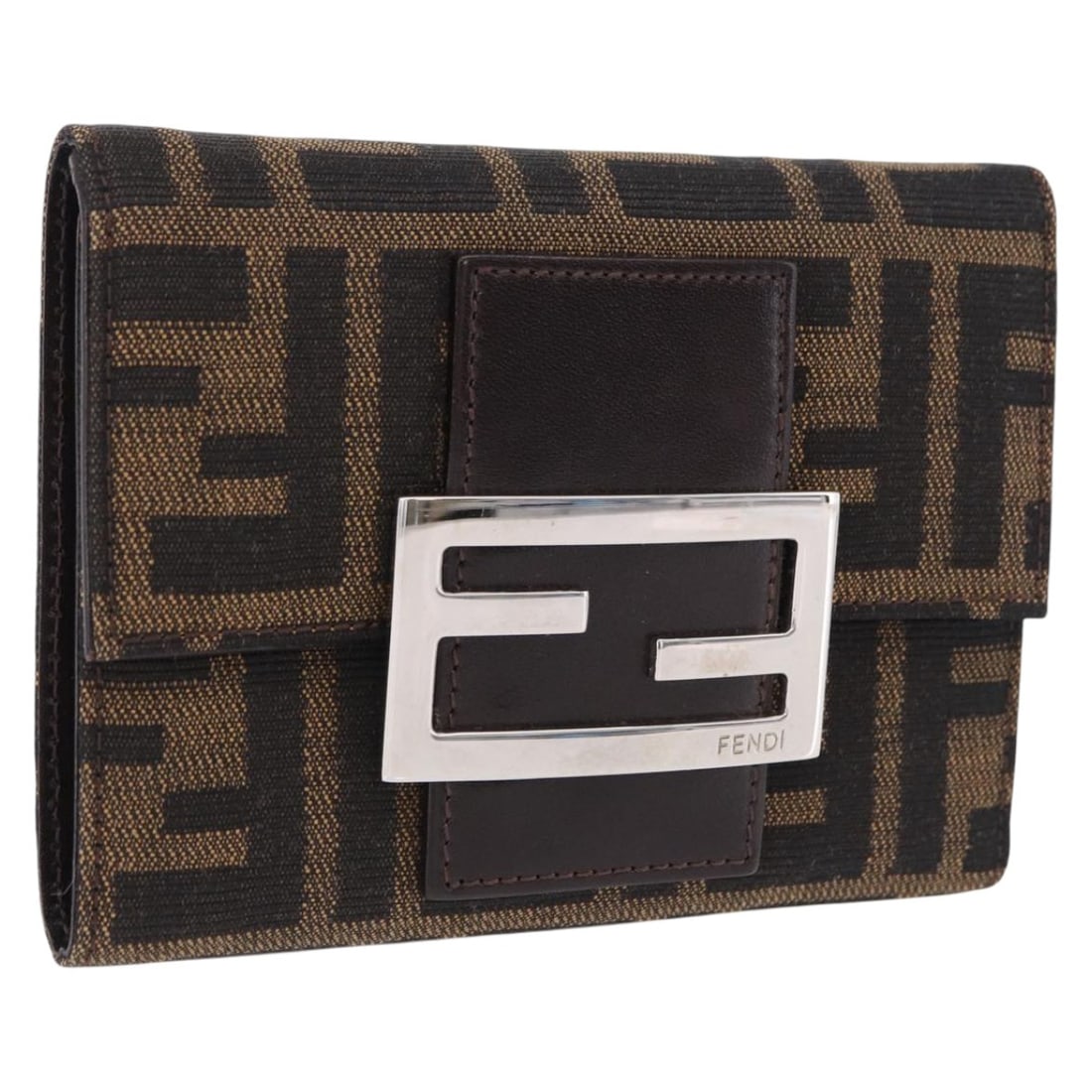 FENDI Mamma Baguette Zucca Canvas Wallet Black Brown 193019V: FENDI Mamma Baguette Zucca Canvas Wallet Black Brown 193019V Authentic FENDI Mamma Baguette wallet in black and brown Zucca canvas. Made in Italy, this women's wallet is presented without the original