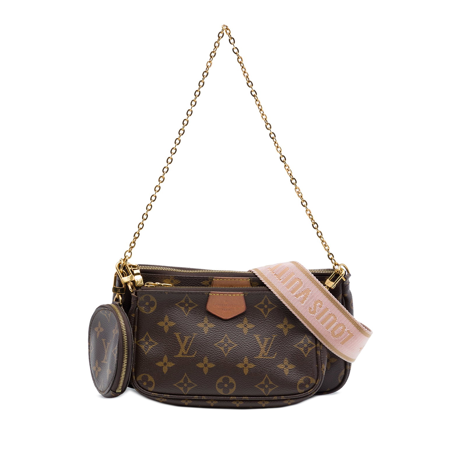 Louis Vuitton Multi Pochette Accessoires Monogram Canvas Shoulder Bag: Louis Vuitton Multi Pochette Accessoires Monogram Canvas Shoulder Bag Louis Vuitton Monogram Multi Pochette Accessoires bag featuring a monogram canvas body with a detachable chain link strap and a de
