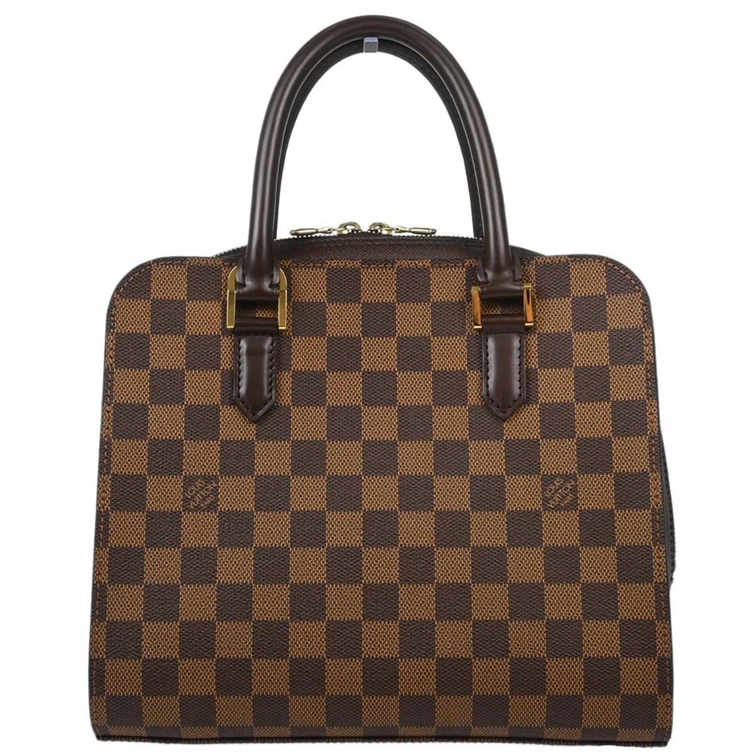 Louis Vuitton Triana Damier Ebene Satchel N51155 Brown: Louis Vuitton Triana Damier Ebene Satchel N51155 Brown Louis Vuitton Triana handbag in Damier Ebene canvas and leather with a structured satchel silhouette, double handles, zip closure, and multiple p