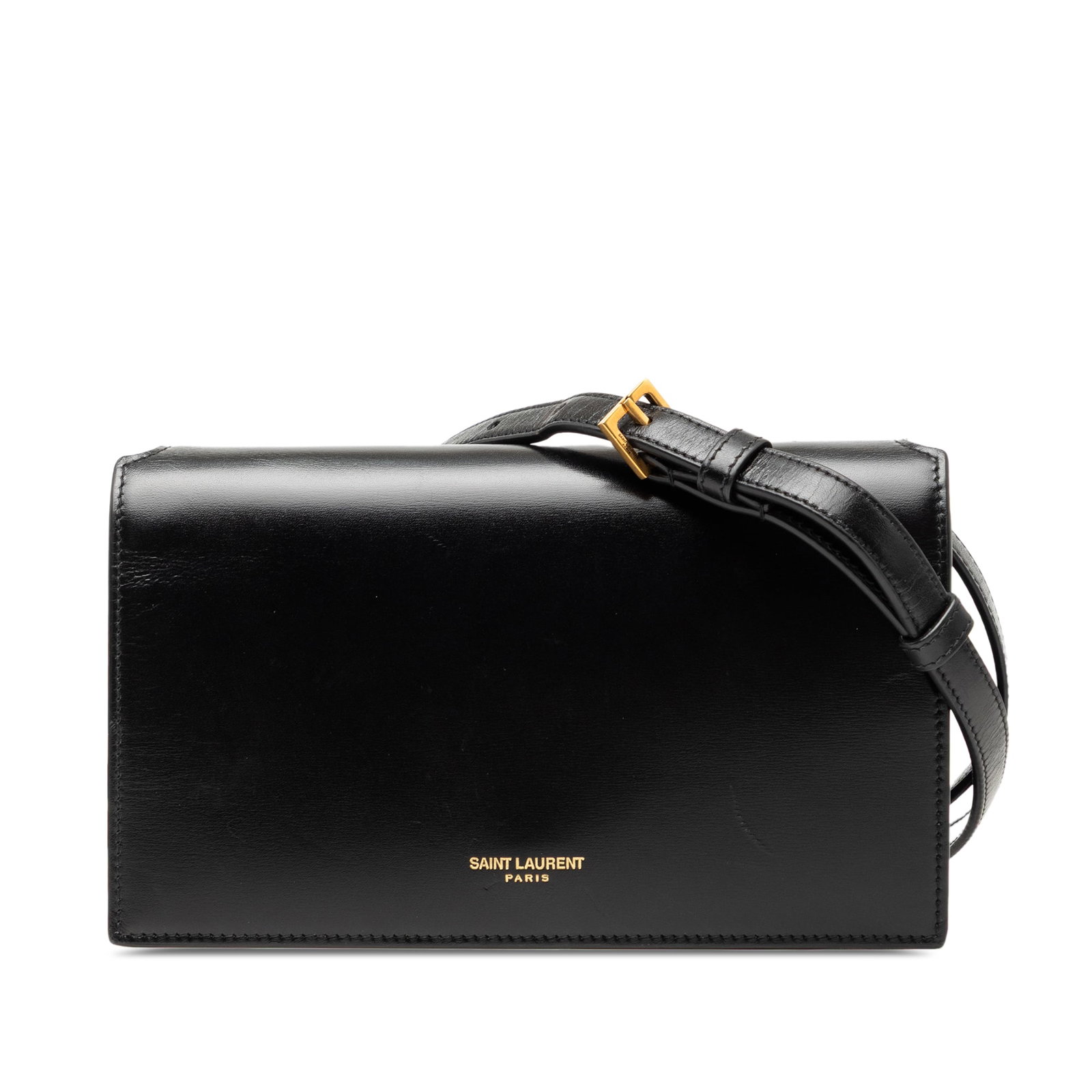 Saint Laurent black leather flap crossbody bag: Saint Laurent black leather flap crossbody bag Saint Laurent Smooth Calfskin Crossbody bag in black leather with an adjustable flat leather strap, front flap with magnetic snap button closure, and an 