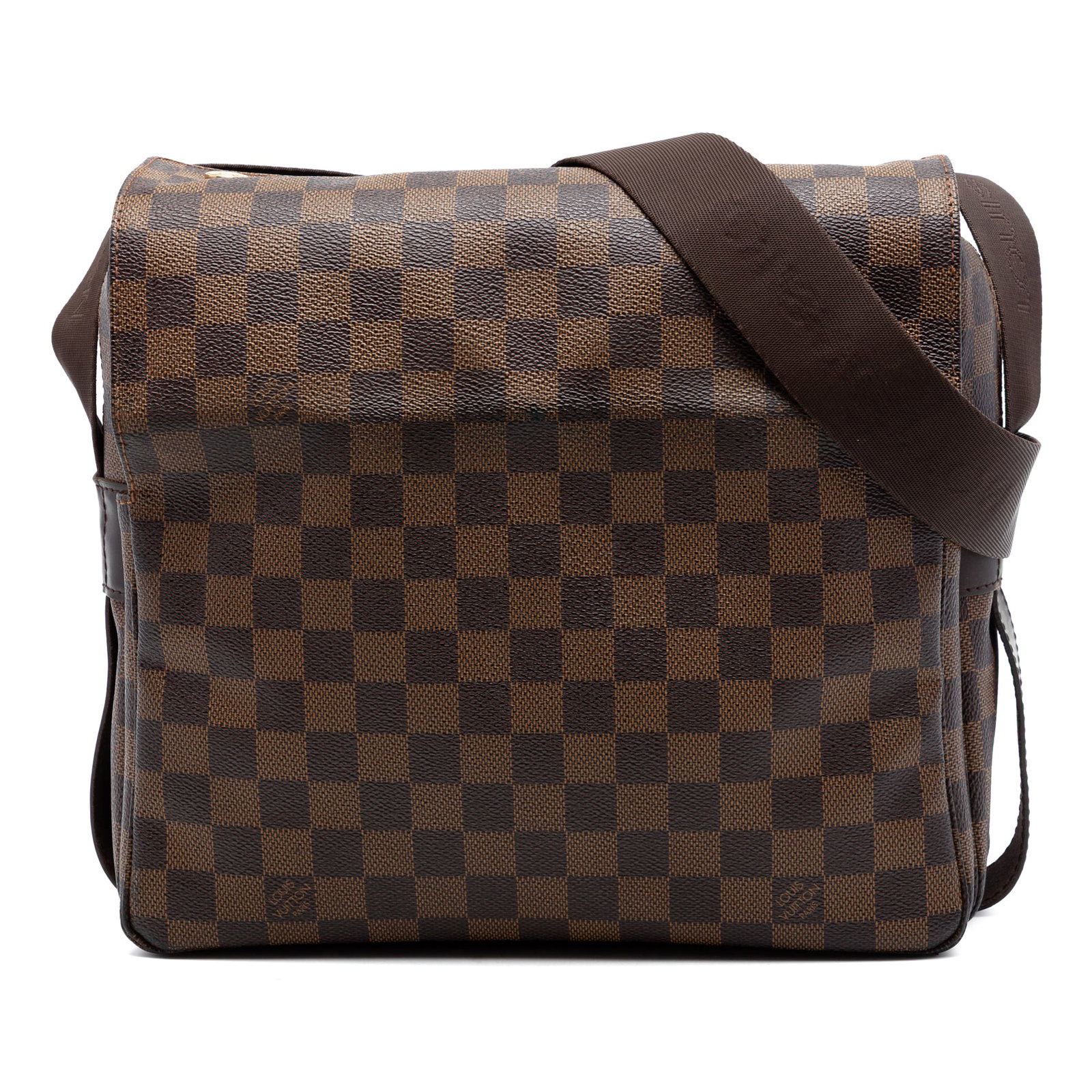 Louis Vuitton Damier Ebene Messenger Bag Naviglio: Louis Vuitton Damier Ebene Messenger Bag Naviglio The Louis Vuitton Damier Ebene Naviglio is crafted from signature Damier Ebene canvas and features an adjustable flat strap, a top flap with snap clos