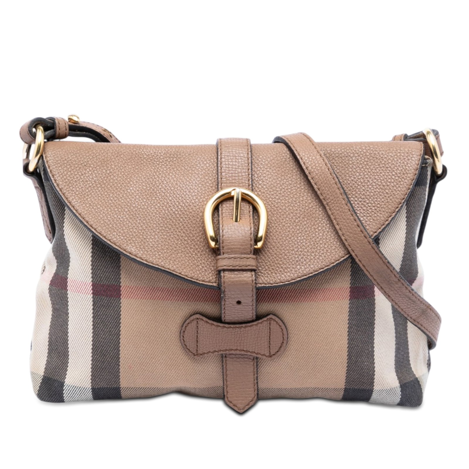 Burberry Horseshoe Milton Brown Canvas Leather Crossbody Bag (1 of 6)
