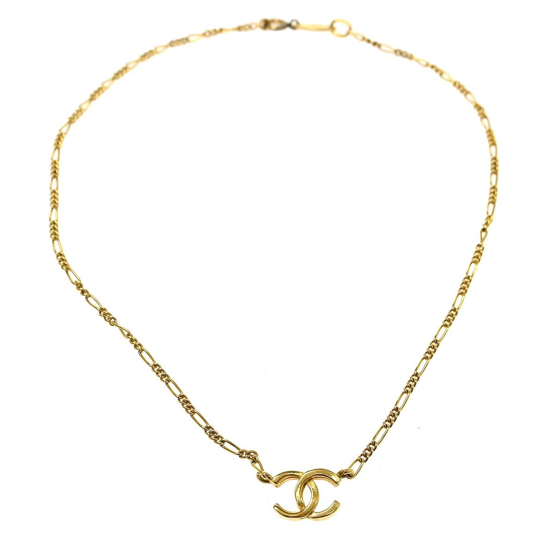 CHANEL CC Charm Necklace Gold Plated Mini Pendant France: CHANEL CC Charm Necklace Gold Plated Mini Pendant France Vintage Chanel mini CC chain pendant necklace in gold-plated metal, made in France. This charm-style necklace features the iconic CC pendant an
