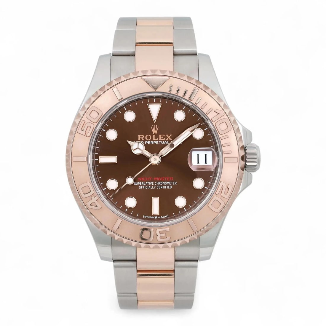 Rolex Yacht-Master 37mm Steel Everose Gold Black Dial Watch 268621: Rolex Yacht-Master 37mm Steel Everose Gold Black Dial Watch 268621 This Rolex Yacht-Master wristwatch features a luxurious 37mm case made of stainless steel with Everose gold accents. The striking bla