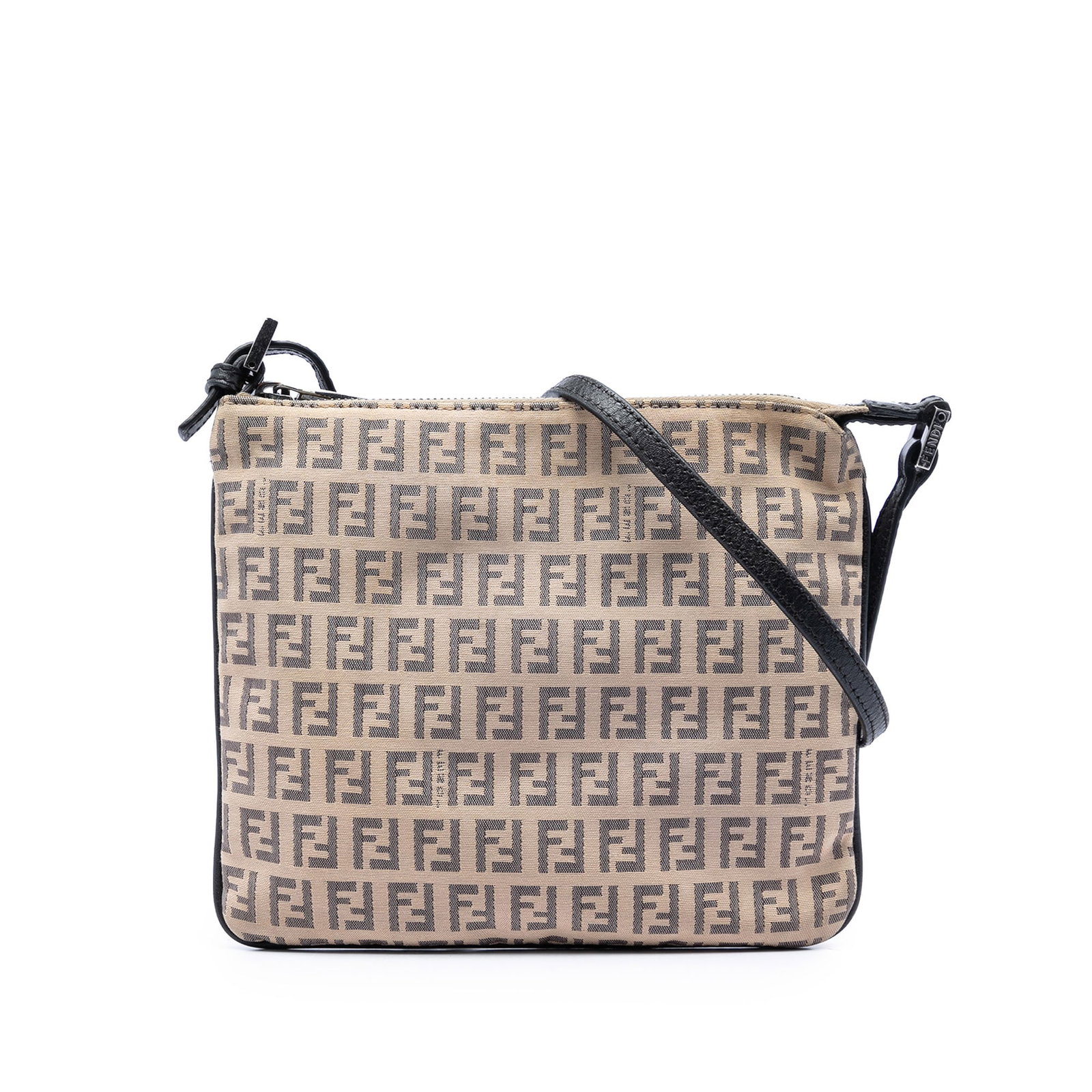 Fendi Zucchino Beige Canvas Crossbody Bag with Leather Trim: Fendi Zucchino Beige Canvas Crossbody Bag with Leather Trim Fendi Zucchino Canvas Crossbody bag in beige, made in Italy. It features a canvas body with leather trim, an adjustable flat leather strap, 