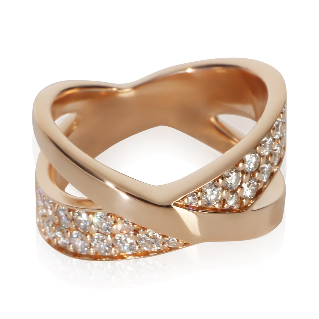 Tiffany & Co. Atlas X Wide Rose Gold Diamond Ring Size 5: Tiffany & Co. Atlas X Wide Rose Gold Diamond Ring Size 5 This Tiffany & Co. Atlas X Wide Ring is crafted from 18k rose gold and features round brilliant diamonds with a total carat weight of 0.51. The