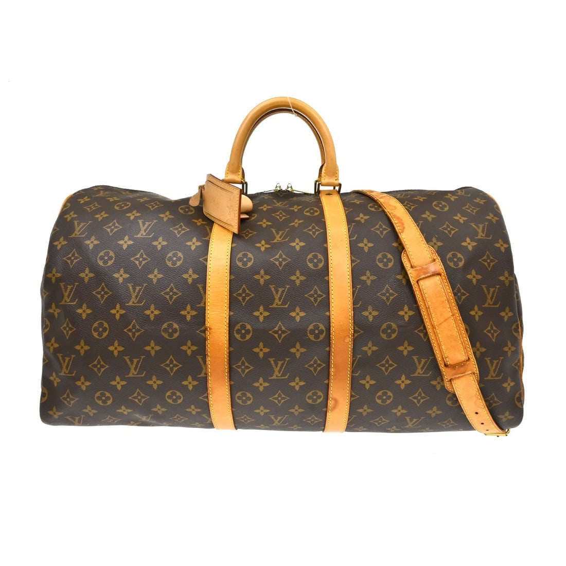 Louis Vuitton Keepall Bandouliere 55 Monogram Travel Duffle Bag M41414: Louis Vuitton Keepall Bandouliere 55 Monogram Travel Duffle Bag M41414 Vintage Louis Vuitton Keepall Bandouliere 55 travel bag in brown Monogram canvas with leather handles and trim. This extra large 