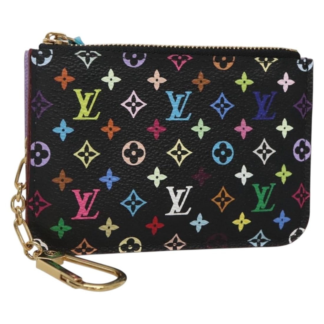 Louis Vuitton M60279 Pochette Cles NM black coin purse: Louis Vuitton M60279 Pochette Cles NM black coin purse Louis Vuitton Monogram Pochette Cles NM coin purse in black Monogram Multicolor canvas. This women's coin purse is made in Spain and includes a d
