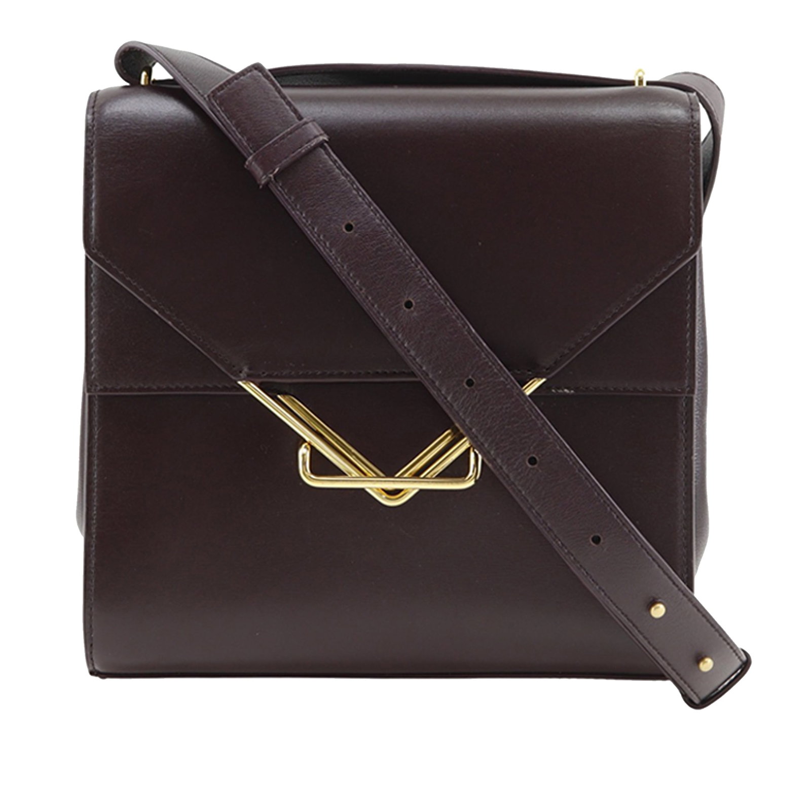 Bottega Veneta The Clip Leather Crossbody Bag Purple: Bottega Veneta The Clip Leather Crossbody Bag Purple Bottega Veneta The Clip Crossbody bag in purple leather, featuring an adjustable flat leather shoulder strap, a flap with clip lock closure, and an