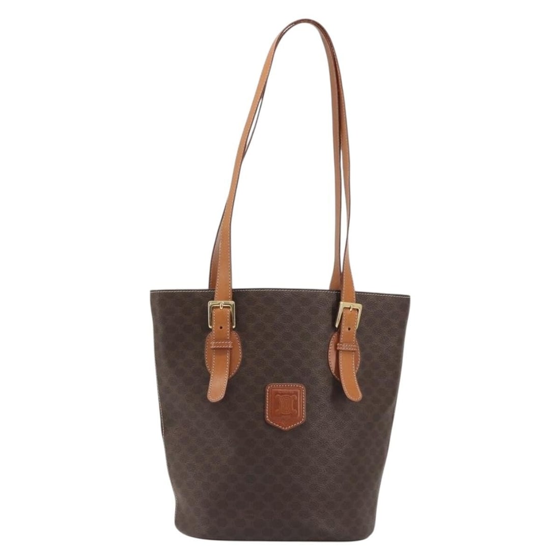 Celine Vintage Macadam Brown Canvas Handbag 27cm: Celine Vintage Macadam Brown Canvas Handbag 27cm Celine Vintage Macadam bag for women in brown canvas, made in Italy. The item is in fair condition with noted exterior shape distortion, light wear, na
