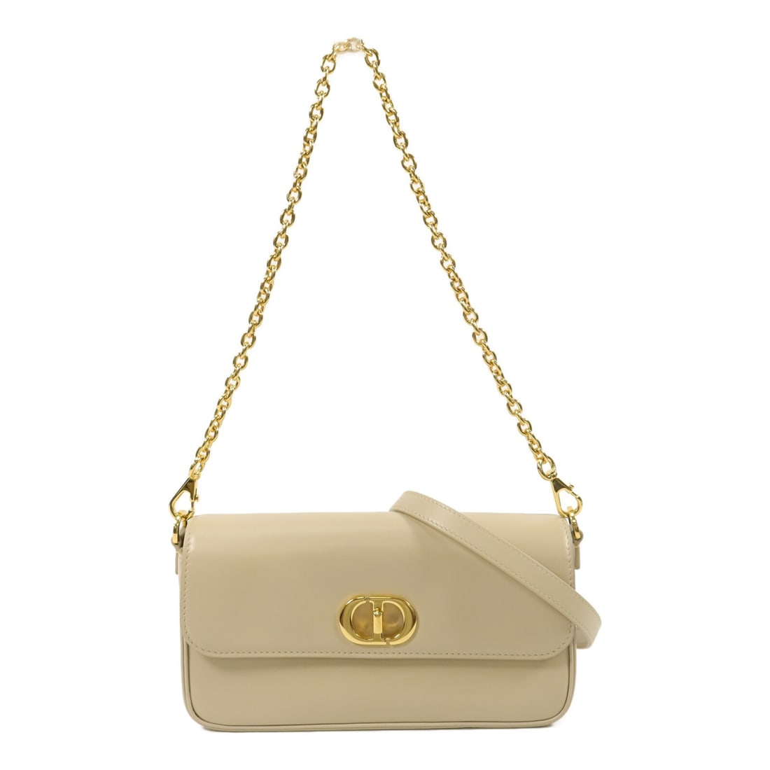 Dior 30 Montaigne Avenue East West Shoulder Bag Beige Calfskin: Dior 30 Montaigne Avenue East West Shoulder Bag Beige Calfskin Christian Dior 30 Montaigne Avenue East West shoulder bag in beige calfskin. This women's bag features the CD GHW design and a turn-lock 