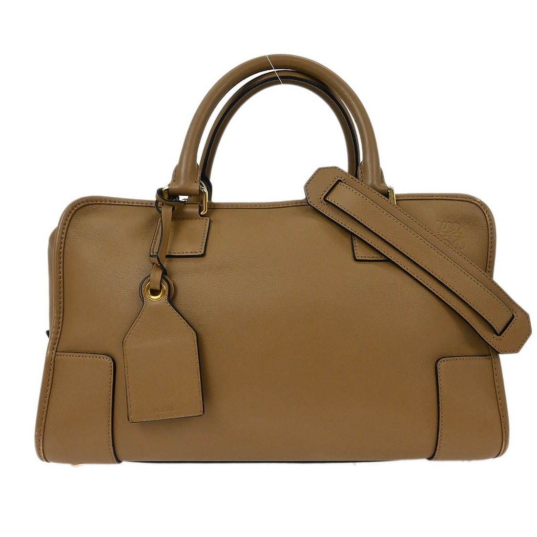 Loewe Amazona 36 Brown Leather Top Handle Bag with Strap (1 of 10)