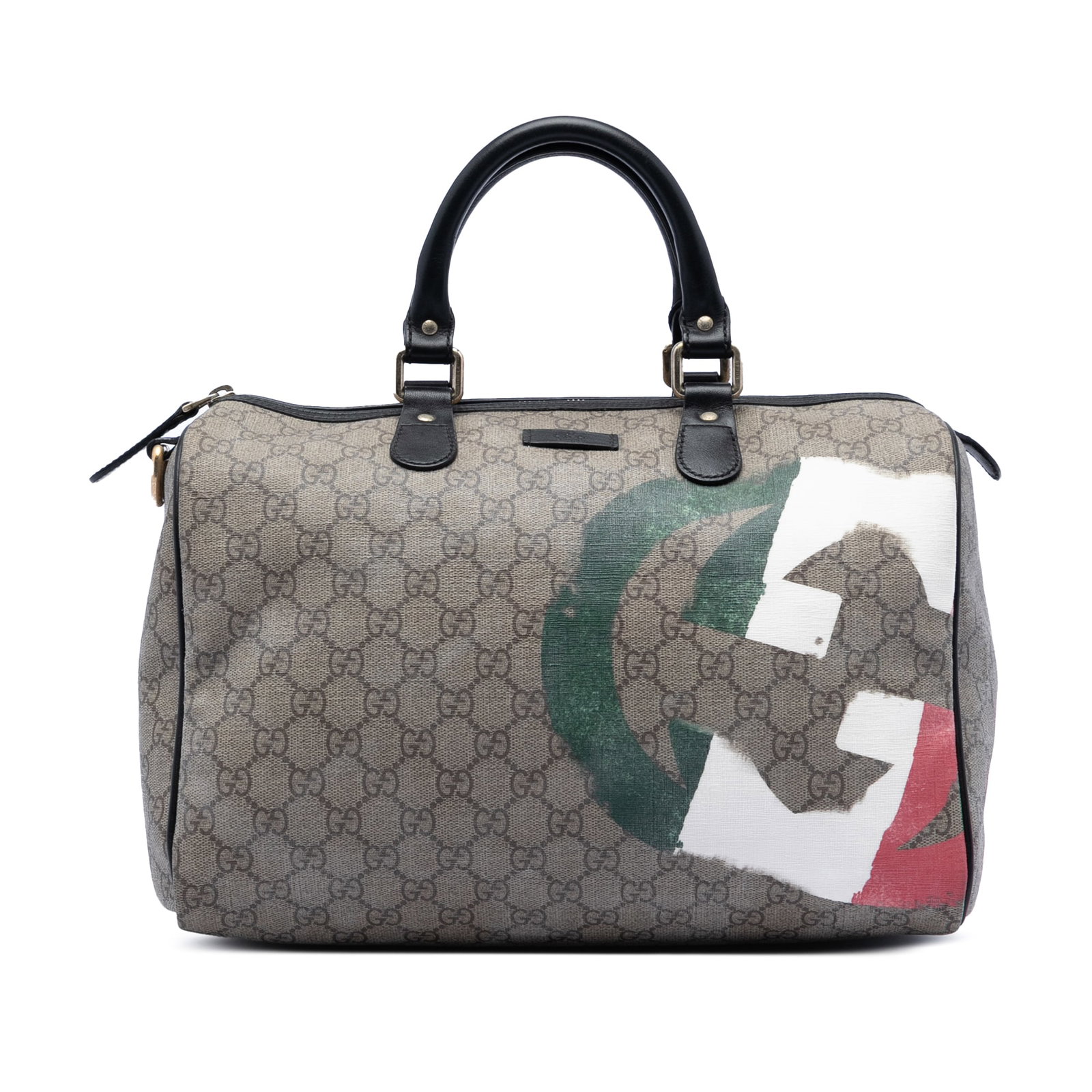 Gucci GG Supreme Italian Flag Boston Bag Medium: Gucci GG Supreme Italian Flag Boston Bag Medium This Gucci Medium GG Supreme Italian Flag Joy Boston Bag features a coated canvas body with leather trim, rolled leather handles, a top zip closure, and