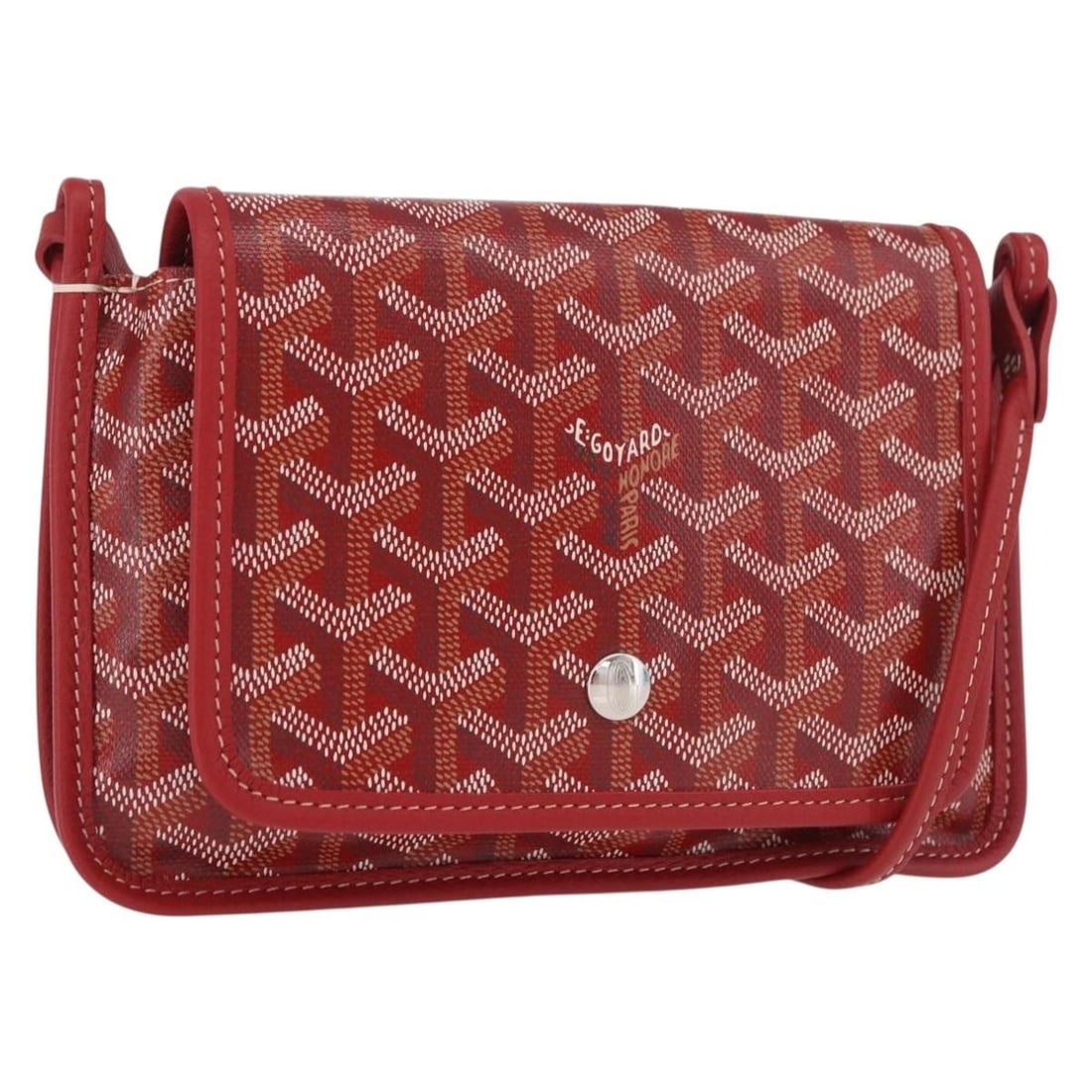 GOYARD Red Silver PVC Leather Shoulder Bag: GOYARD Red Silver PVC Leather Shoulder Bag Authentic GOYARD herringbone shoulder bag in red and silver PVC leather. This women's shoulder bag is made in France and presents in pristine condition, with