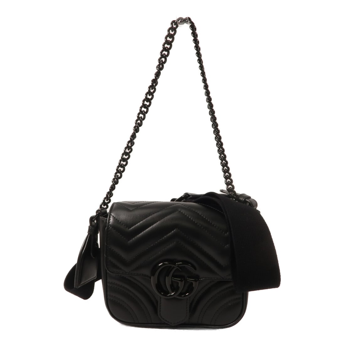 GUCCI GG Marmont 739681 2way Shoulder Bag Black Calfskin (1 of 14)
