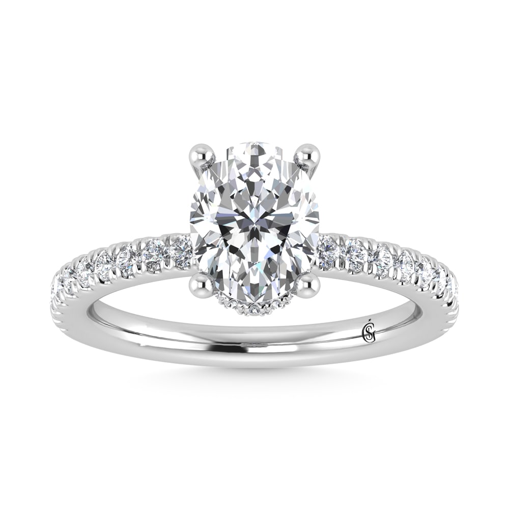 14K White Gold Lab Grown Diamond 4 1/2 Ct.Tw. Oval Shape Halo Engagement Ring (IGI Certified Center: 14K White Gold Lab Grown Diamond 4 1/2 Ct.Tw. Oval Shape Halo Engagement Ring (IGI Certified Center 4ct) Discover subtle brilliance and modern elegance with our Hidden Halo Diamond Engagement Ring. Th