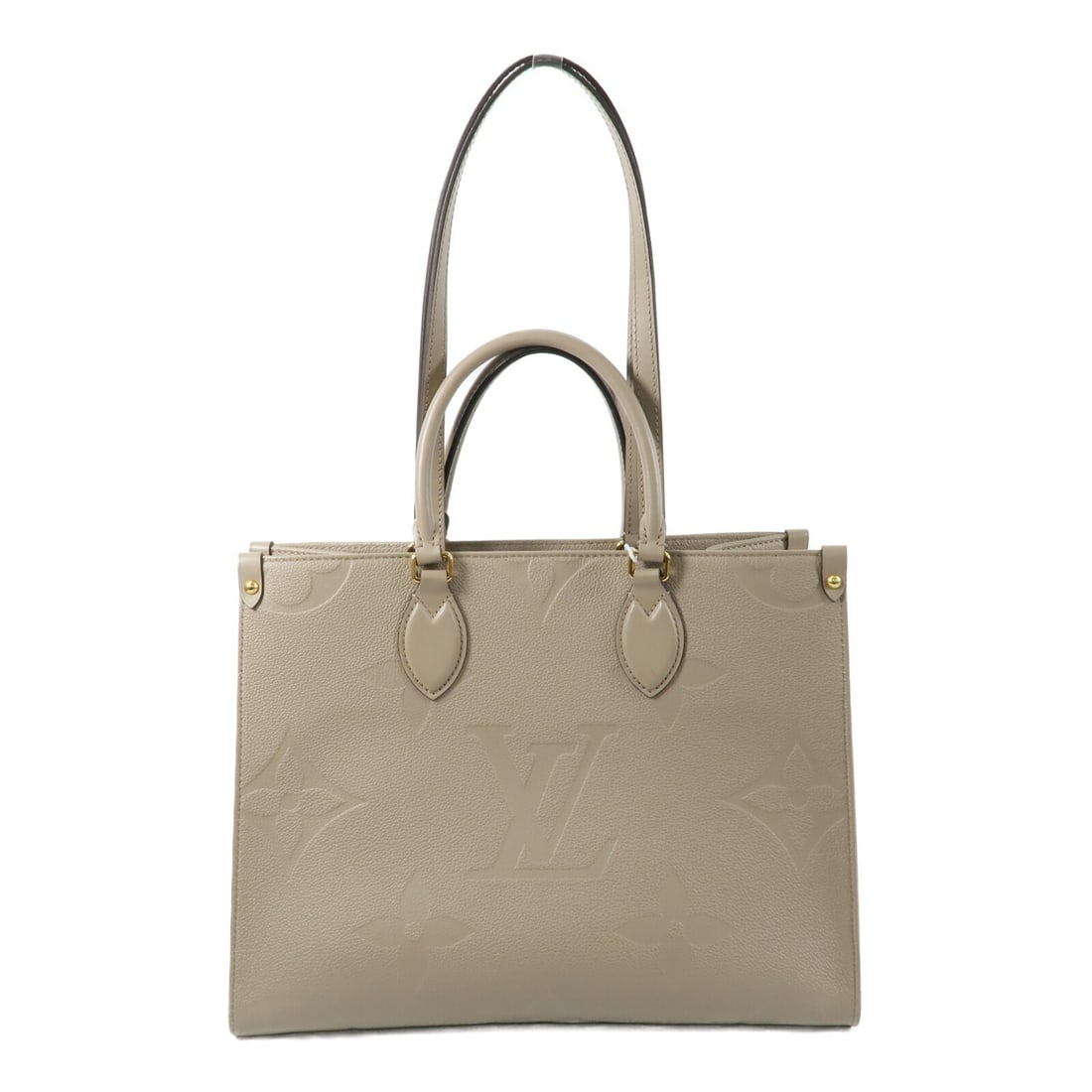 Louis Vuitton On The Go MM M45607 Empreinte 2 Way Shoulder Bag: Louis Vuitton On The Go MM M45607 Empreinte 2 Way Shoulder Bag Louis Vuitton On The Go MM 2 Way Shoulder Bag in Monogram Empreinte calfskin with a beige/Tourterelle beige colorway and gold-tone
