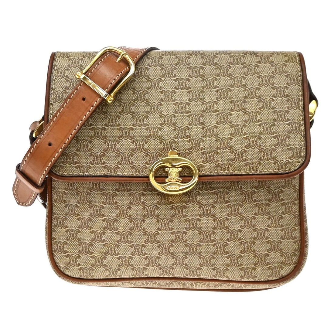 Celine Vintage Macadam Beige Canvas Bag 18cm x 18cm x 6cm: Celine Vintage Macadam Beige Canvas Bag 18cm x 18cm x 6cm Vintage Celine Macadam canvas bag in beige. Made in Italy, this piece shows fair pre-owned condition with visible wear throughout, including l