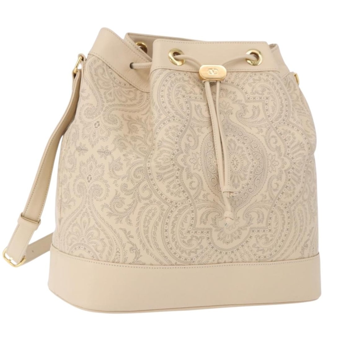 Valentino Ivory Leather Drawstring Shoulder Bag with Dust Bag: Valentino Ivory Leather Drawstring Shoulder Bag with Dust Bag Authentic Valentino drawstring shoulder bag in ivory leather. This women's shoulder bag includes a dust bag and is made in Italy. Conditio