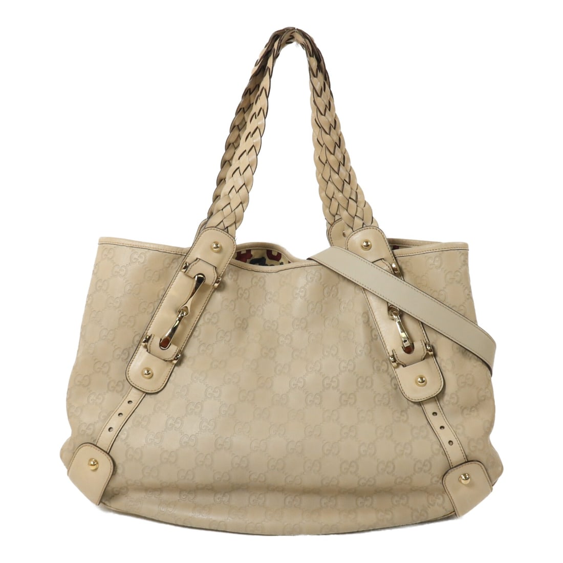 Beige calfskin handbag Gucci Pelham 137621 GG GHW: Beige calfskin handbag Gucci Pelham 137621 GG GHW A beige GUCCI Pelham handbag, model 137621, made from calfskin (cowhide). It features a hook button closure, one inside zip pocket, and a handle plus 