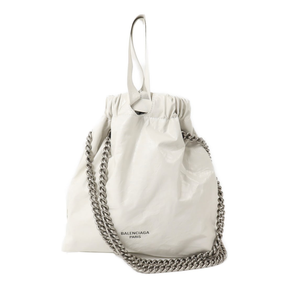 BALENCIAGA Crush Tote Small 742942 White Calfskin 2way Shoulder Bag (1 of 14)