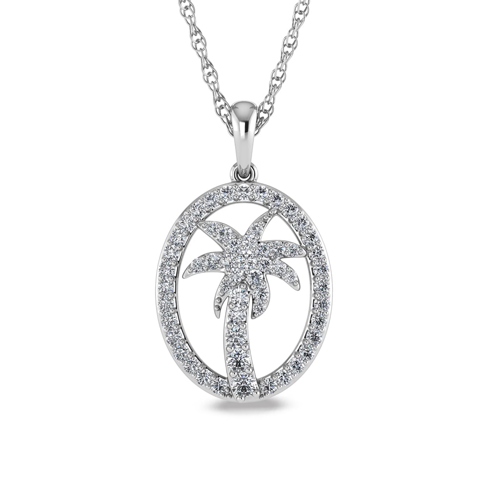 14K White Gold Diamond 1/2 Ct.Tw. Palm Tree Pendant: 14K White Gold Diamond 1/2 Ct.Tw. Palm Tree Pendant 14k White Gold Stone Color: G-h Stone Clarity: I1-i2 Unless otherwise specified, pendants that include a chain are paired with our standard 18-inch 