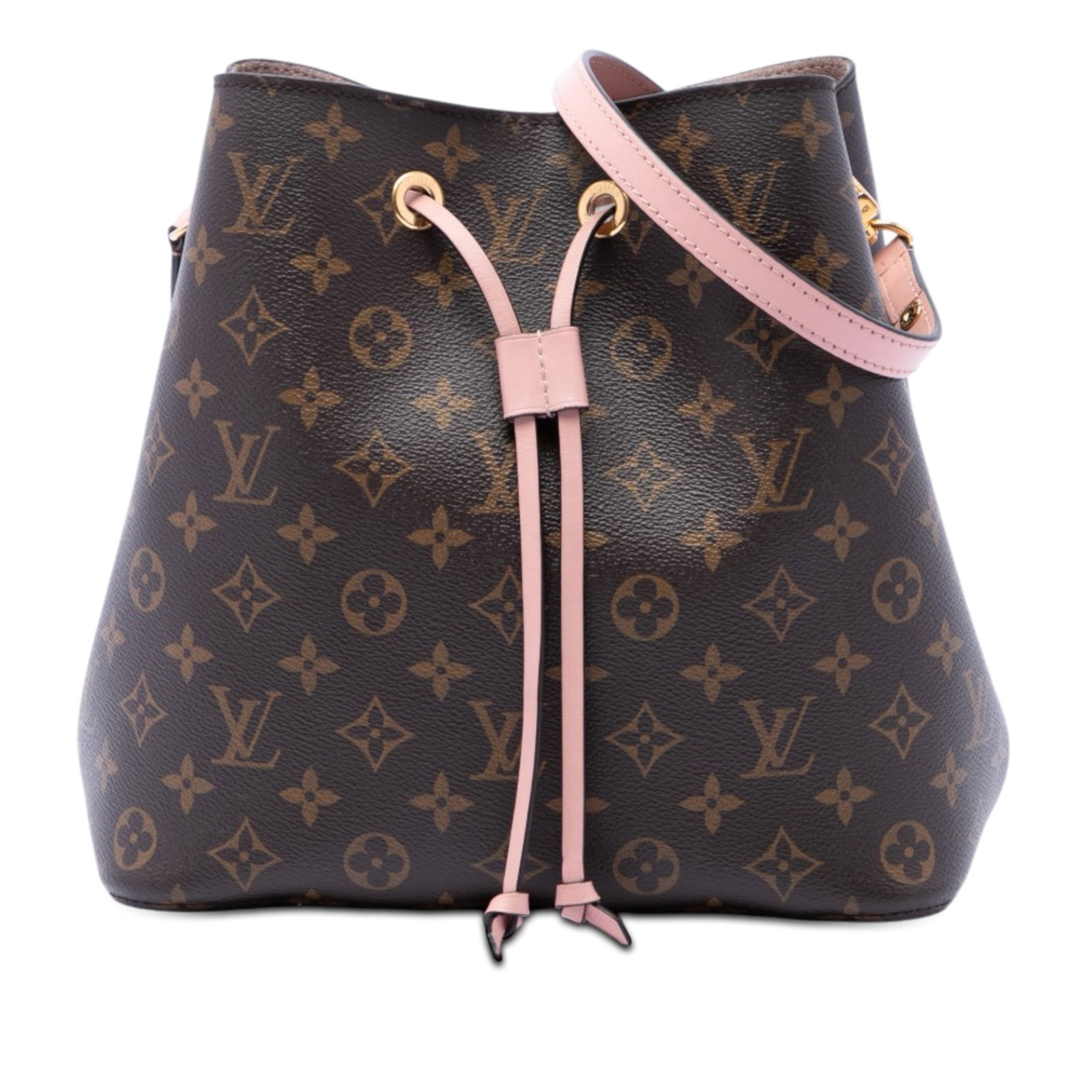 Louis Vuitton Neonoe MM Monogram Canvas Drawstring Bag: Louis Vuitton Neonoe MM Monogram Canvas Drawstring Bag Louis Vuitton Monogram Neonoe MM bucket bag with a monogram canvas body, detachable flat leather strap, open top, drawstring closure, and interio