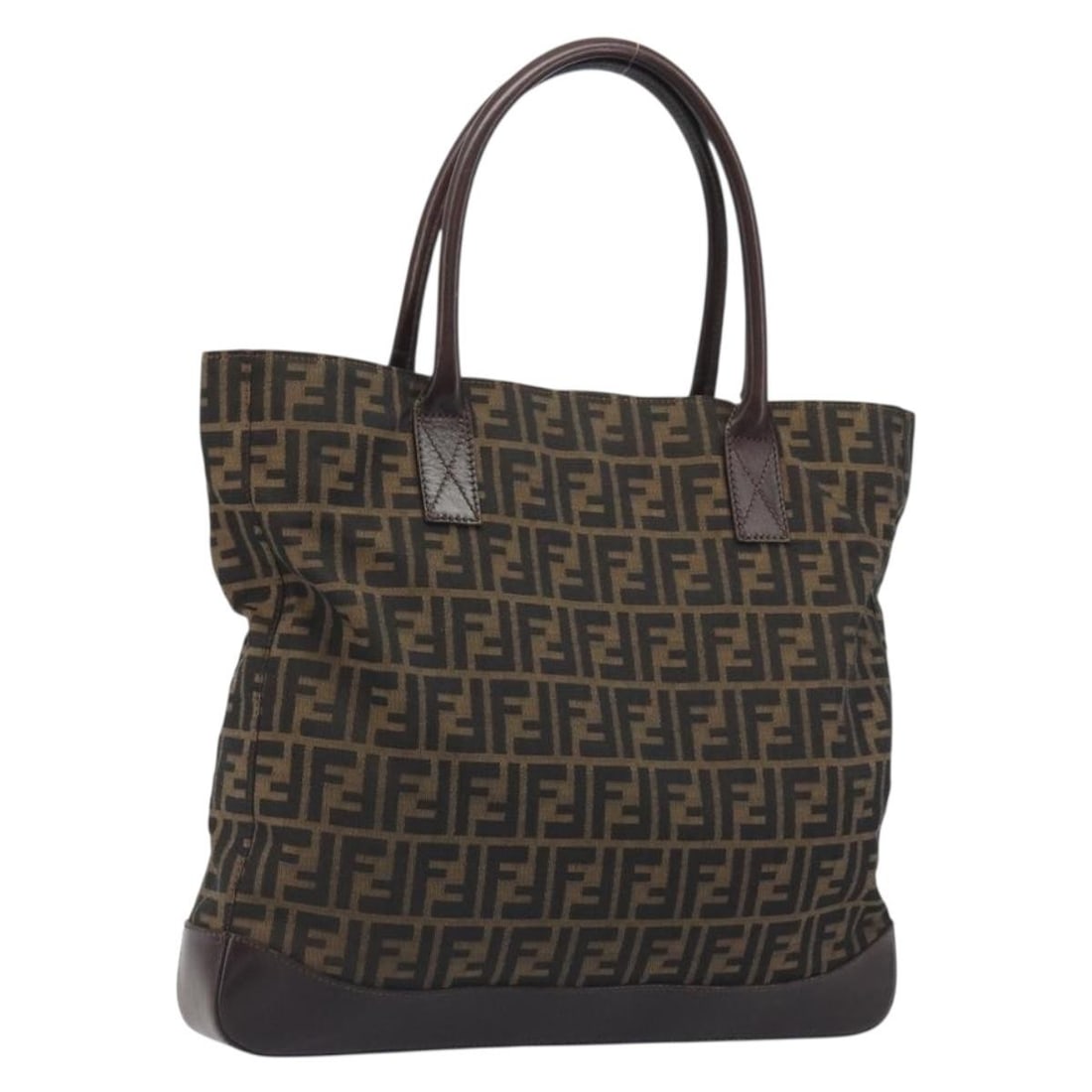 FENDI Brown Zucca Canvas Tote Bag with Dust Bag: FENDI Brown Zucca Canvas Tote Bag with Dust Bag Authentic FENDI tote bag in brown Zucca canvas with a spacious everyday silhouette and included dust bag. Made in Italy, this women's tote shows reasona