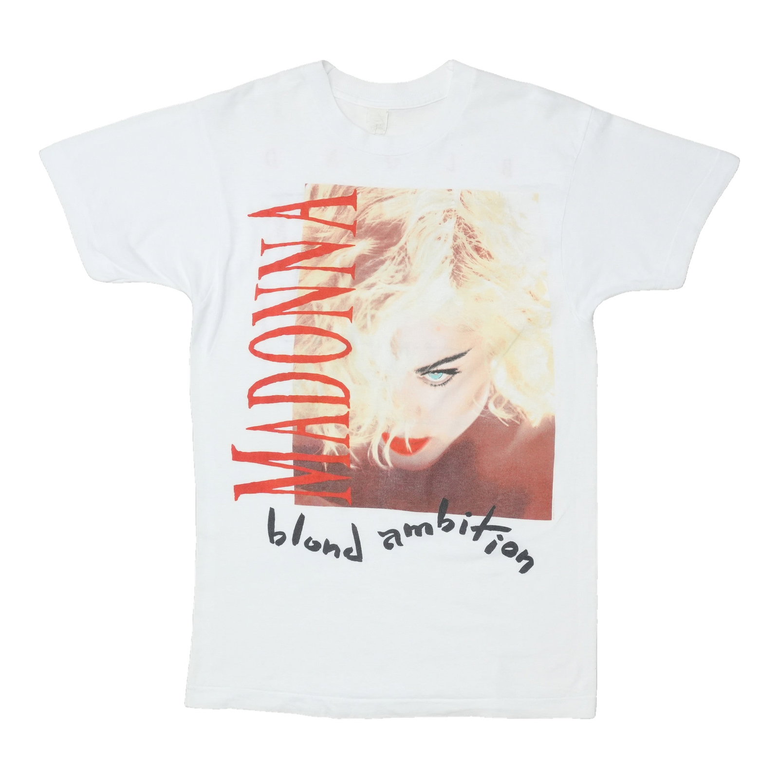 Vintage Madonna Blond Ambition Tour T Shirt 1990 White Cotton: Vintage Madonna Blond Ambition Tour T Shirt 1990 White Cotton Original vintage 1990 Madonna Blond Ambition World Tour shirt. This is a true vintage piece, not a modern reproduction. The shirt is in ex
