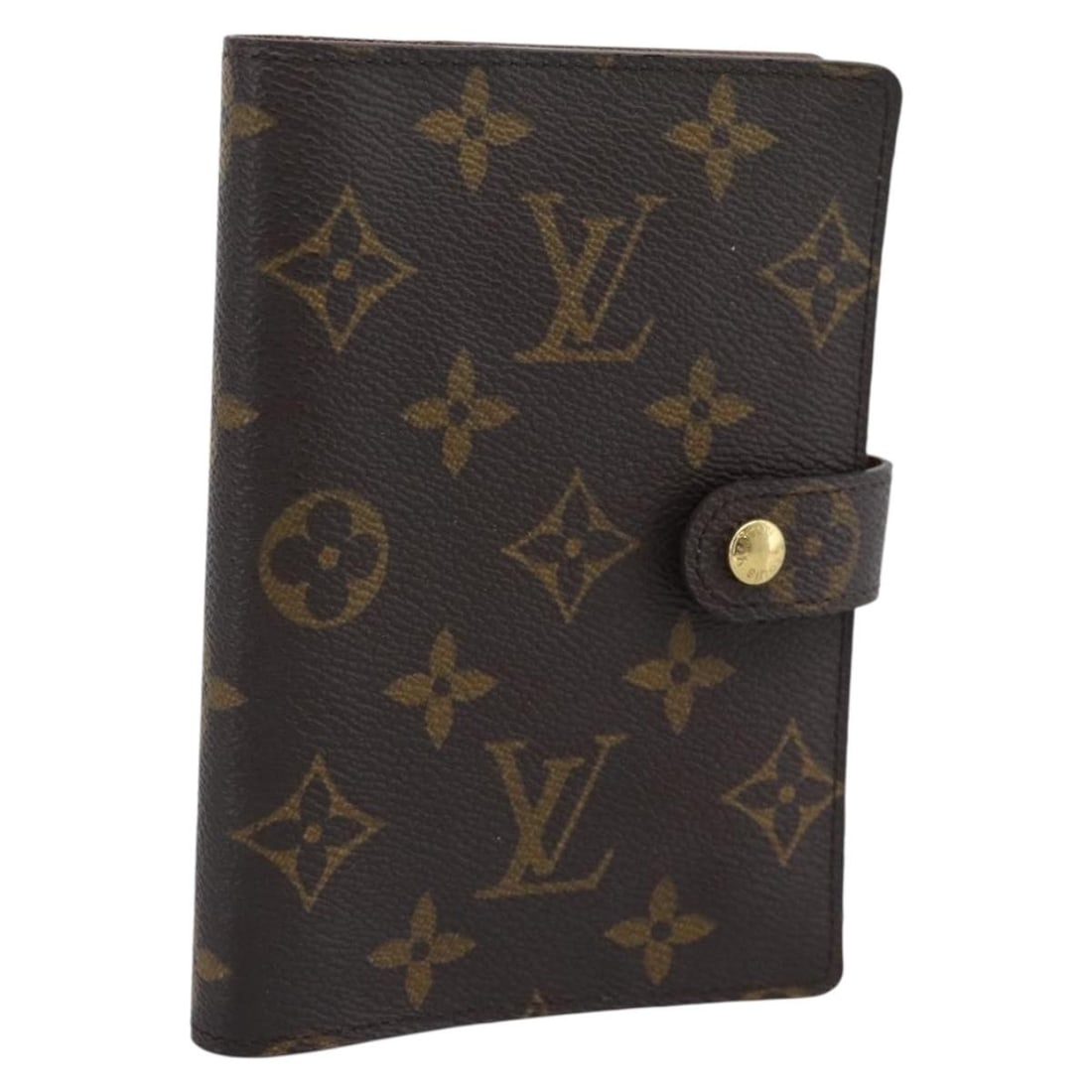 Louis Vuitton Agenda Cover in Brown Monogram Canvas: Louis Vuitton Agenda Cover in Brown Monogram Canvas Louis Vuitton Agenda Cover in brown canvas with a unisex design. This compact organizer cover is made in France and shows light wear to the exterior