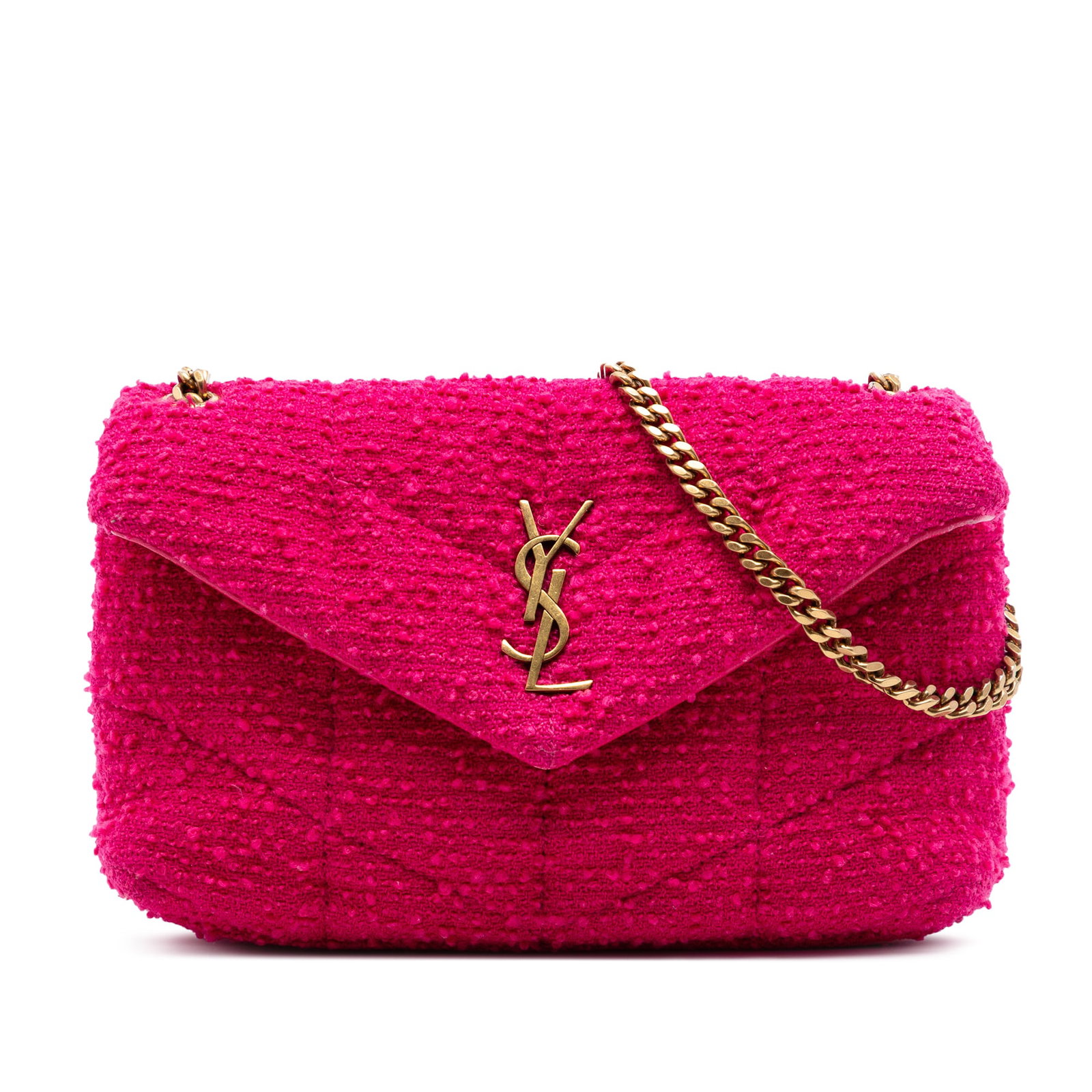 Saint Laurent LouLou Puffer Toy Tweed Crossbody Bag Pink (1 of 6)