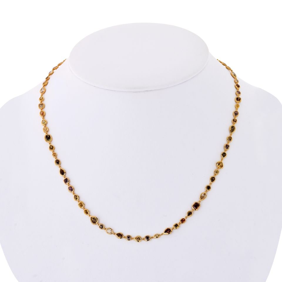 18K Yellow Gold Diamonds By The Yard Necklace 11 Carats 17 Inches (1 of 3)