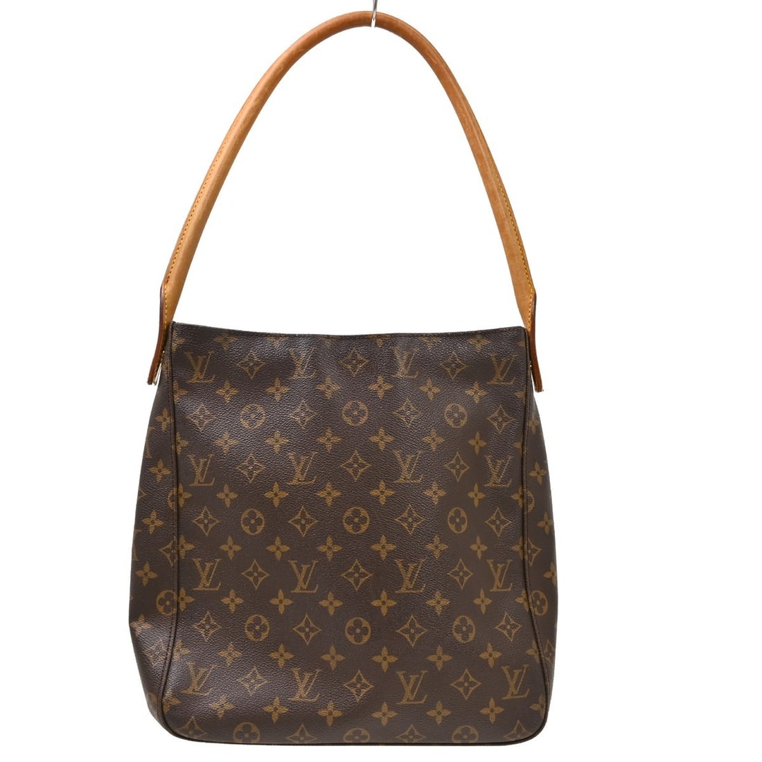 Louis Vuitton Looping GM Monogram Shoulder Bag M51145 Brown: Louis Vuitton Looping GM Monogram Shoulder Bag M51145 Brown Vintage Louis Vuitton Looping GM shoulder bag in Monogram pattern with brown exterior and beige leather handle/strap and lining. Made in Spa