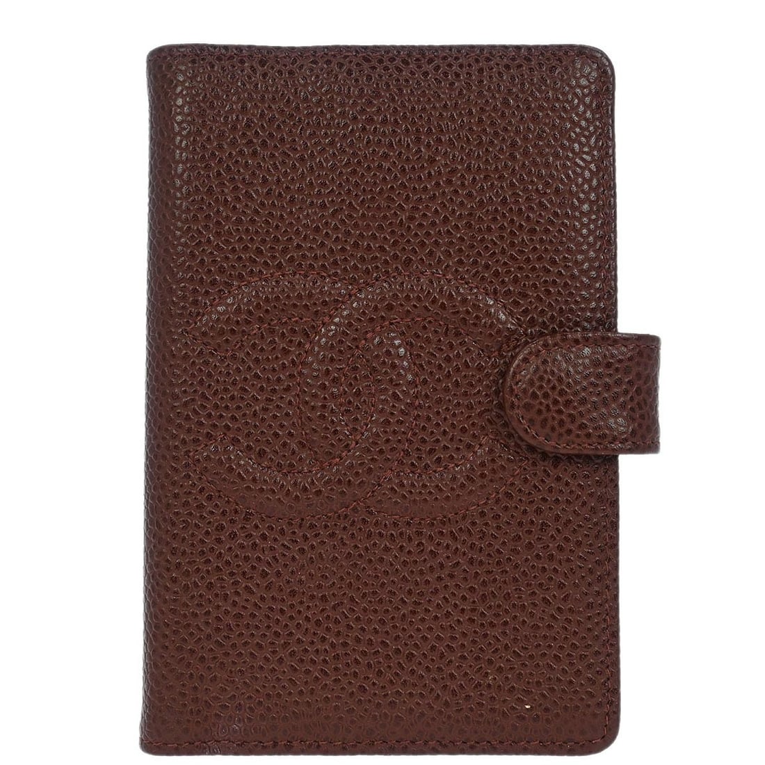 Chanel CC Bifold Brown Leather Wallet: Chanel CC Bifold Brown Leather Wallet This Chanel CC Bifold Wallet in quilted caviar leather features a classic brown color and a compact design, crafted specifically for women. The wallet is pre-owne
