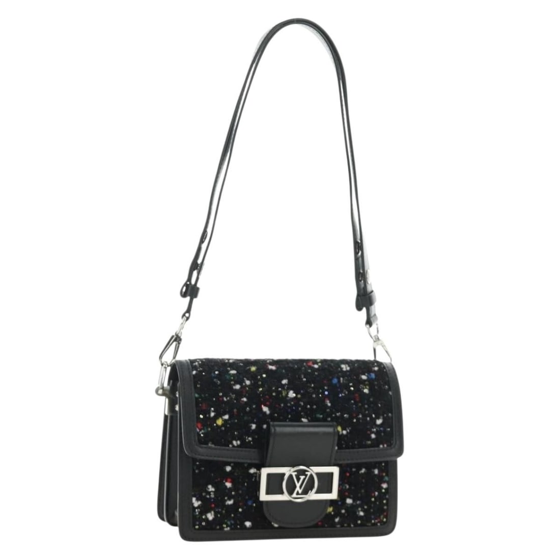 Louis Vuitton M55491 Dauphine Mini Shoulder Bag Black Silver Canvas: Louis Vuitton M55491 Dauphine Mini Shoulder Bag Black Silver Canvas Louis Vuitton Dauphine Mini shoulder bag in black and silver canvas. This women's bag is made in Italy and includes a dust bag. Cond