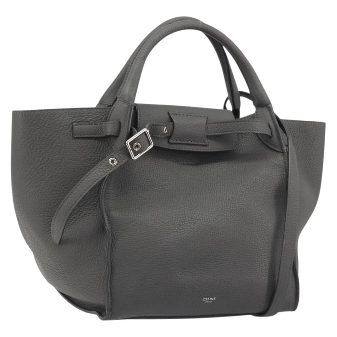 CELINE Big Bag Small leather 2way handbag gray silver: CELINE Big Bag Small leather 2way handbag gray silver Celine Big Bag Small 2-way handbag in gray and silver leather, designed for women and made in Italy. This handbag includes a dust bag and shows re