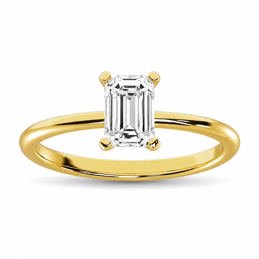 14K Yellow Gold Lab Grown Diamond 1 1/2 Ct.Tw. IGI Certified Emerald Shape Solitaire (Available from: 14K Yellow Gold Lab Grown Diamond 1 1/2 Ct.Tw. IGI Certified Emerald Shape Solitaire (Available from 1CT to 7CT) Elegant, minimal, and made to shine. Our solitaire diamond ring features a brilliant si