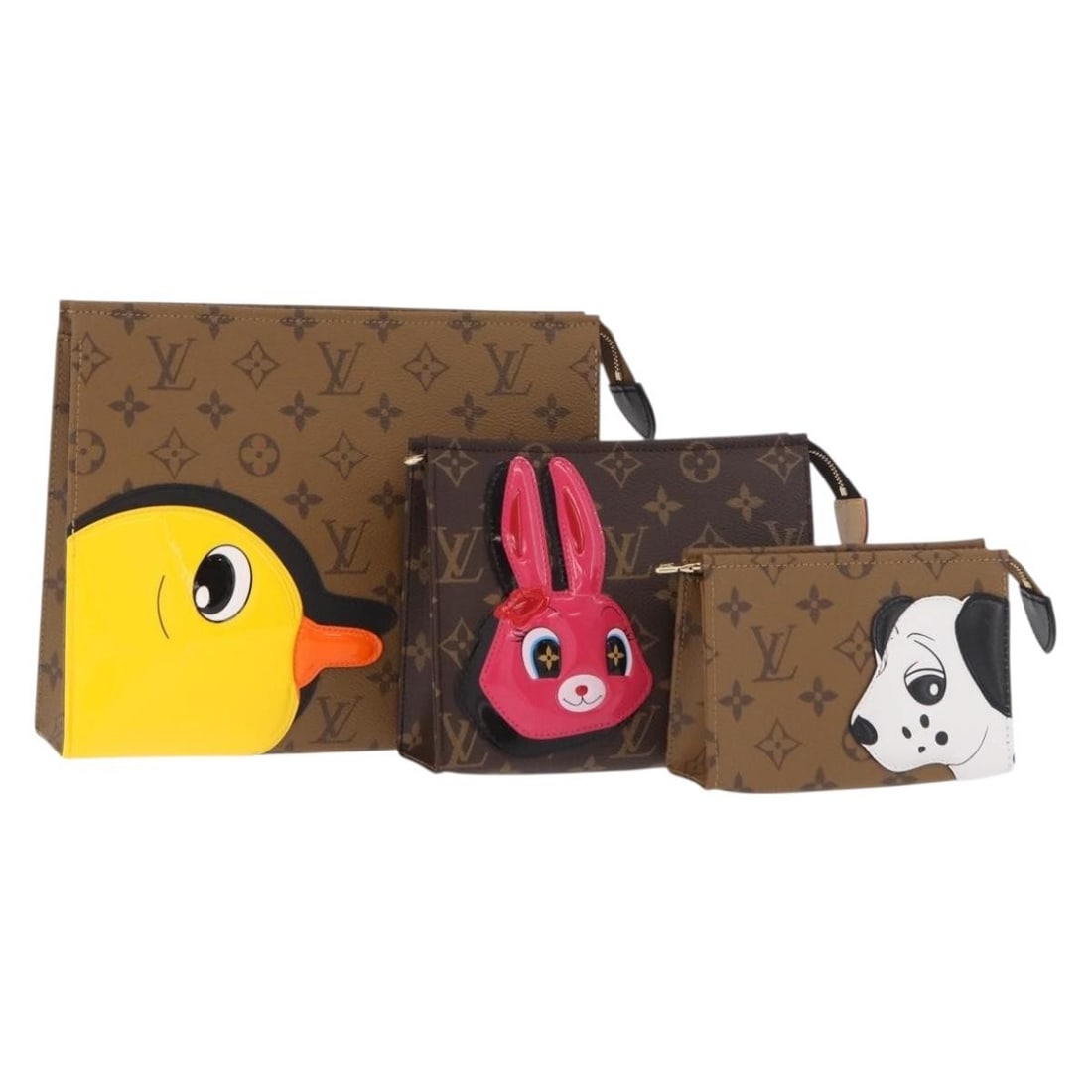 Louis Vuitton M11254 Trio Posh Toilette Monogram Reverse clutch: Louis Vuitton M11254 Trio Posh Toilette Monogram Reverse clutch Louis Vuitton Monogram Reverse Trio Posh Toilette clutch bag for women, made in France. This monogram reverse canvas clutch is offered i