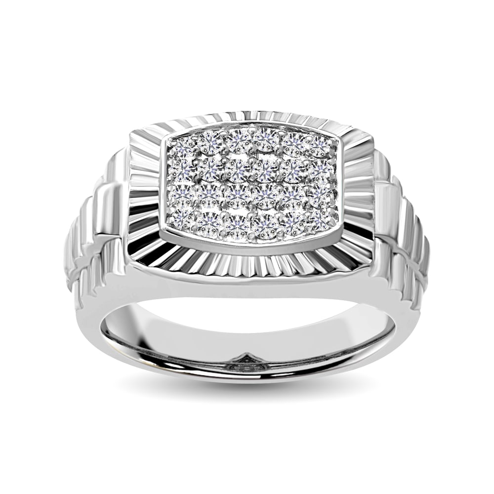 10K White Gold 1/2 Ct.Tw. Diamond Mens Fashion Ring: 10K White Gold 1/2 Ct.Tw. Diamond Mens Fashion Ring 10K White Gold Men?sRing Presents A Prestigious Design As Round Diamonds Totaling 1/2 Ct.Tw.s. Bold And Brilliant, This Ring Is A Great Look For The