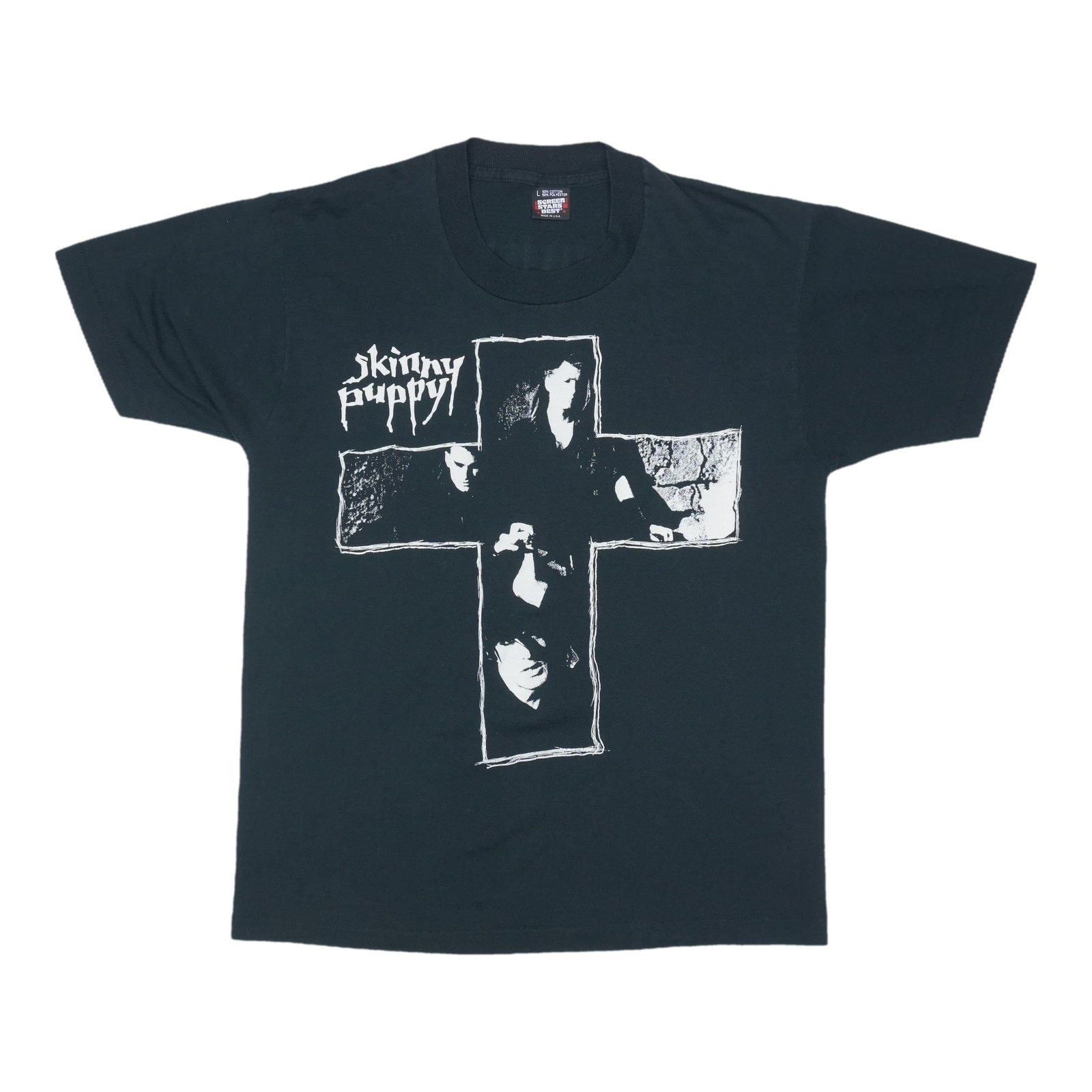 Vintage 1990s Skinny Puppy Cross T Shirt Black Large (1 of 5)