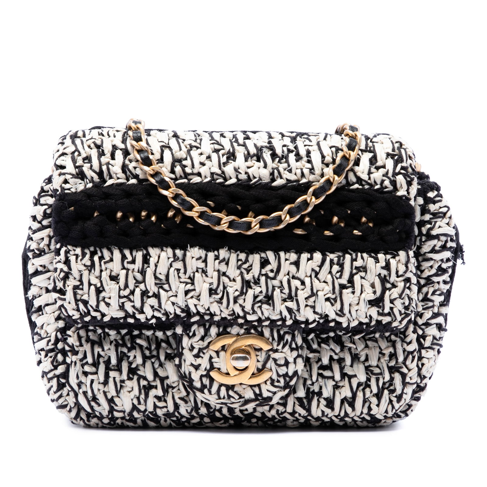 Chanel Raffia Braided with Love Flap Crossbody Bag White: Chanel Raffia Braided with Love Flap Crossbody Bag White Chanel Raffia Braided with Love Flap crossbody bag with a woven raffia body, leather woven chain strap, front flap with interlocking Cs, twist 