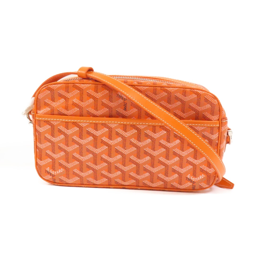 Goyard Cap-Vert Orange Coated Canvas Shoulder Bag Silver Tone Hardware: Goyard Cap-Vert Orange Coated Canvas Shoulder Bag Silver Tone Hardware Goyard Cap-Vert shoulder bag in orange PVC coated canvas, designed for women and made in France. It features an orange frame colo