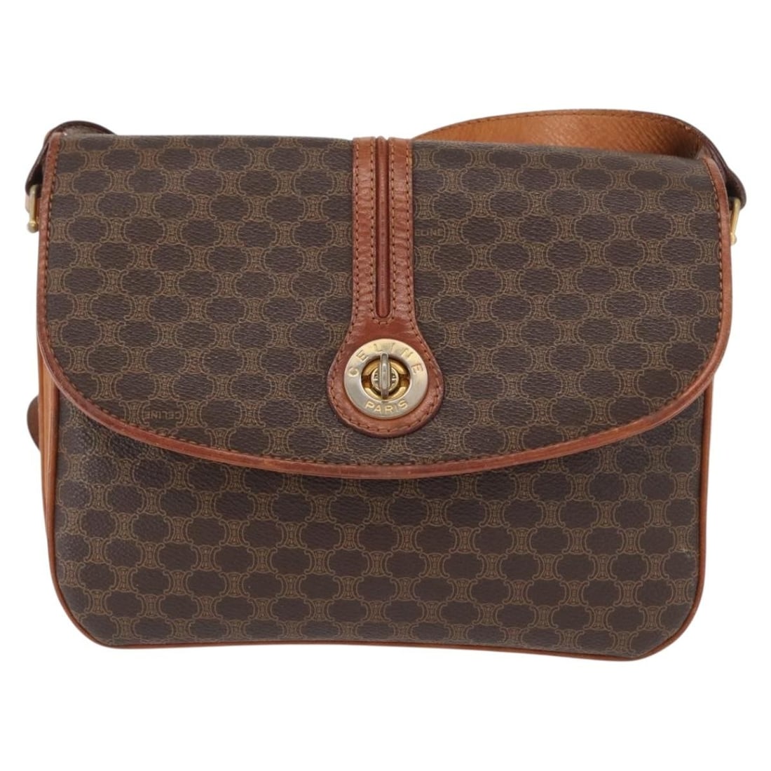 Celine Macadam shoulder bag brown canvas leather Italy: Celine Macadam shoulder bag brown canvas leather Italy Vintage Celine Macadam bag in brown canvas with leather trim. This unisex piece is made in Italy and shows honest vintage wear consistent with go
