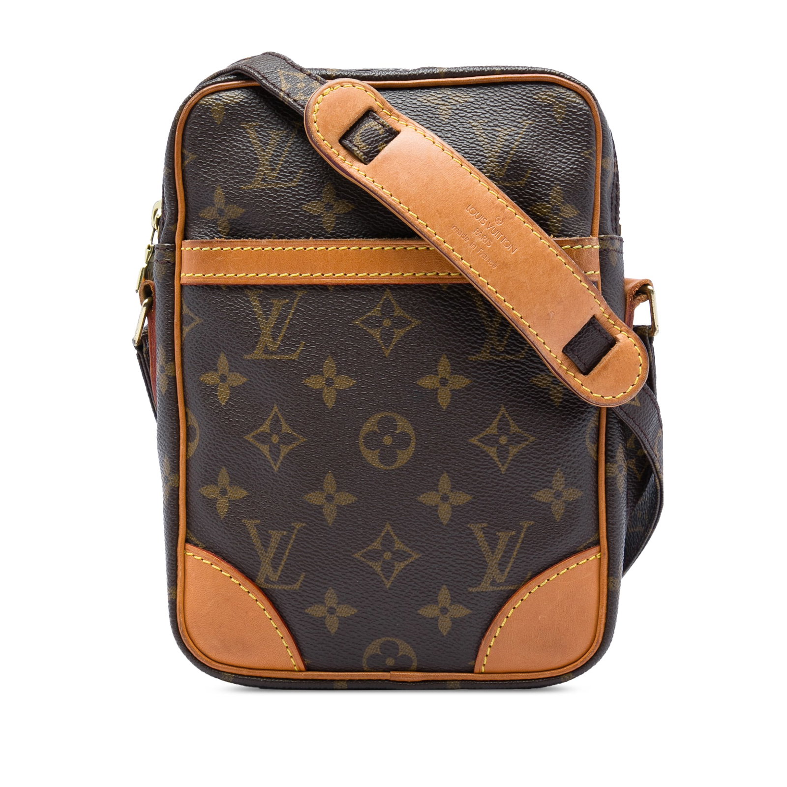 Louis Vuitton Danube Monogram Canvas Shoulder Bag Brown: Louis Vuitton Danube Monogram Canvas Shoulder Bag Brown Louis Vuitton Monogram Danube shoulder bag with a monogram canvas body, adjustable shoulder strap with leather details, exterior front slip pock