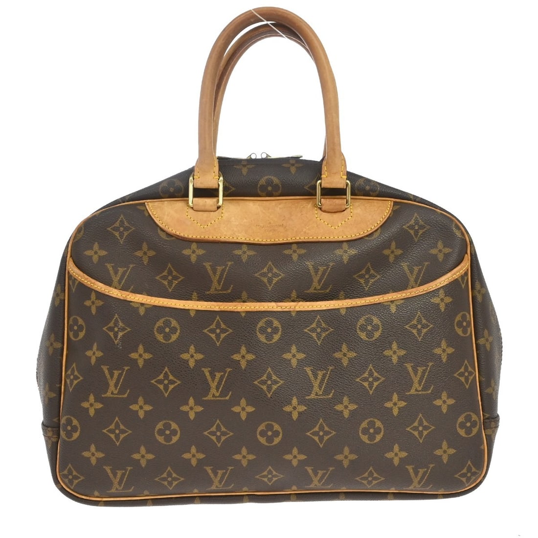 Louis Vuitton Deauville Brown Monogram Canvas Handbag: Louis Vuitton Deauville Brown Monogram Canvas Handbag Louis Vuitton Deauville Monogram handbag in brown canvas. This women's bag is made in France and remains in good condition, showing light scratche